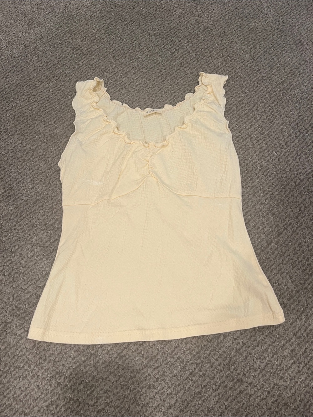 Brandy Melville Cream Ruffle-Trim Tank